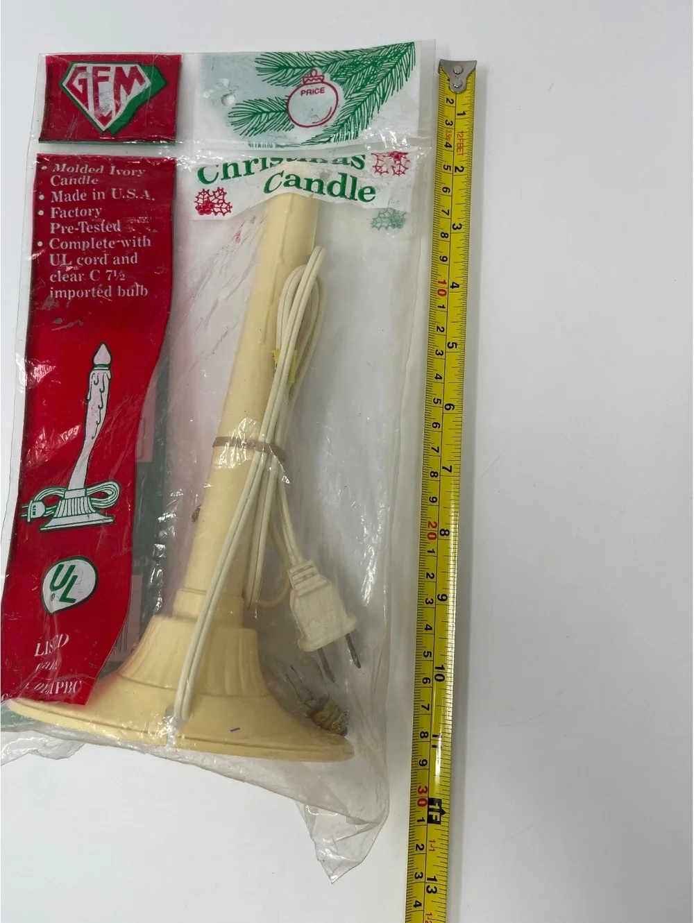 Vintage GEM Electric Christmas Candle Window Light Molded Ivory USA NIP Lot of 2